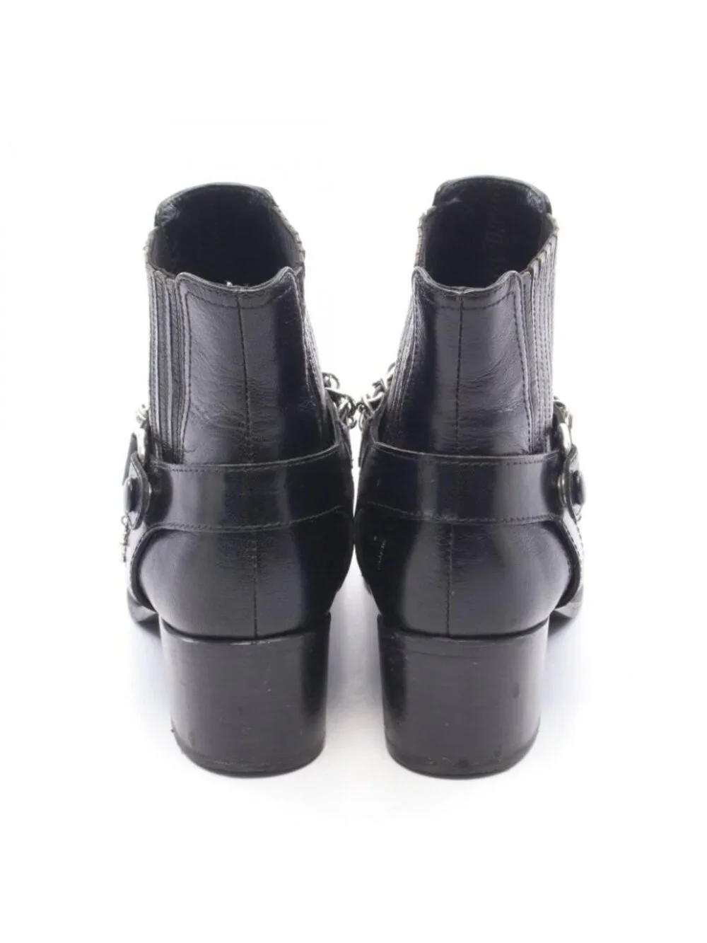 Chanel Boots CC Logo Chain Short Leather Patent